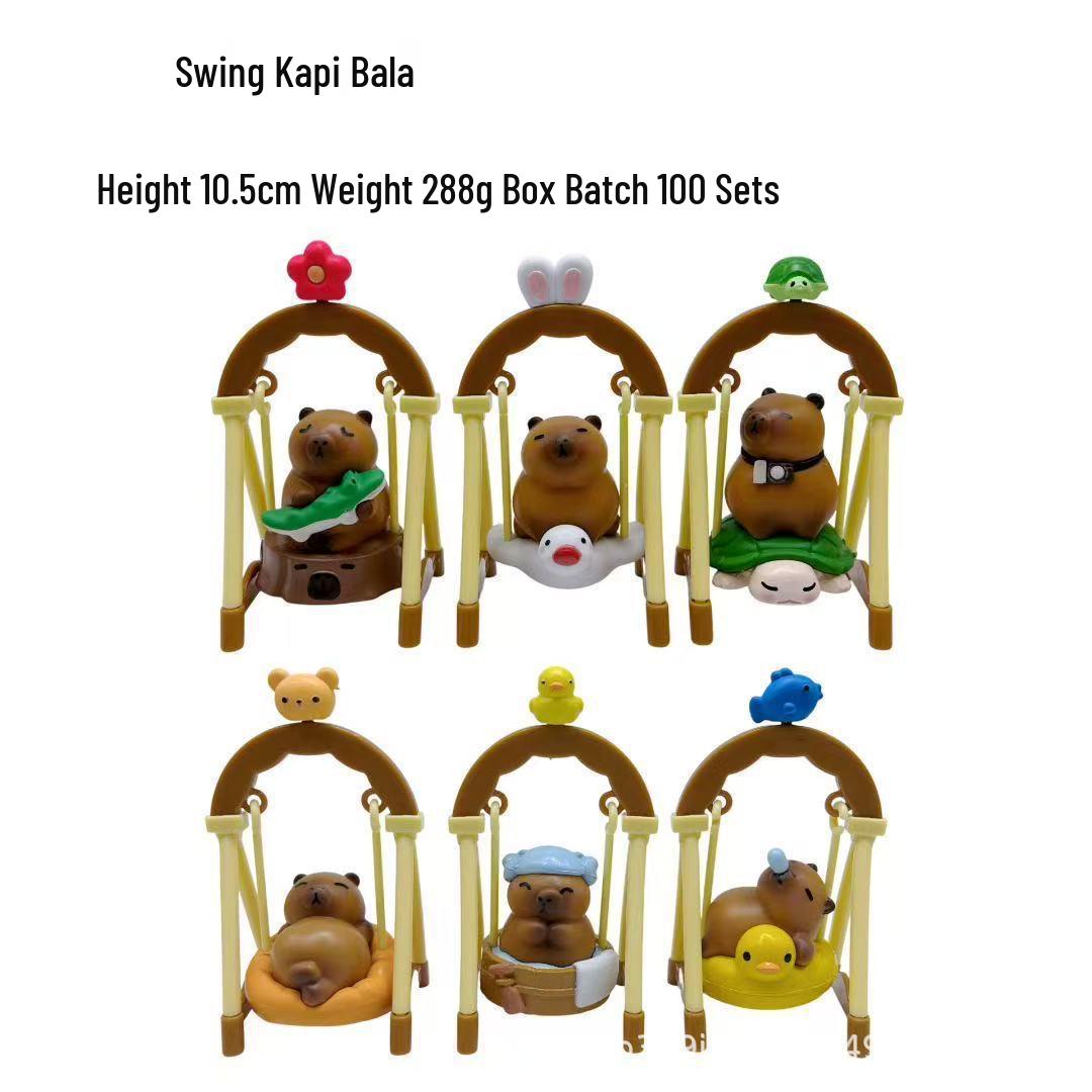 Swing Card Capybara & Bear Desktop Ornament – Home Decoration Figure