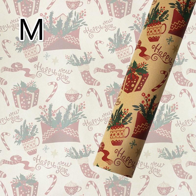 73*51cm New Christmas Gift Wrapping Paper European Style Retro Kraft Gift Paper Snowflake Christmas Tree