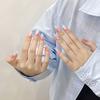 100% HANDMADE Artificial Nail Almond Shape Aurora Cherry Blossom Chasing Light Cat Eye Ice Transparent Gradient Press On  Nails  Reusable