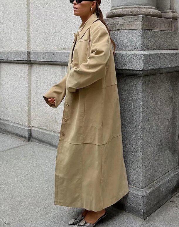 2025 European & American Spring PU Jacket & Midi Skirt Set for Women