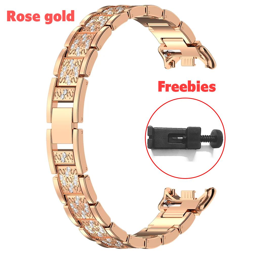 Mi Band 10 Bracelet Diamond Metal Slim Dressy Wrist Band for Xiaomi Smart Band 9 8 Wristband Bling for Women Watchband Strap Alloy Silver