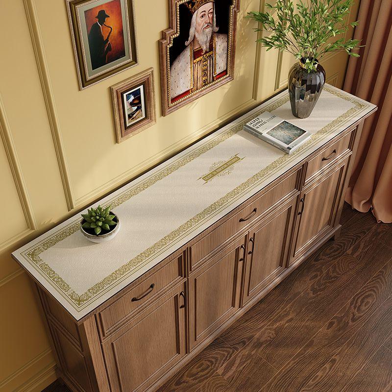 Leather TV Stand Mat, Waterproof and Oil-Resistant No-Wash Tablecloth, Dust-Proof Cover, Vintage Shoe Cabinet Countertop Protector