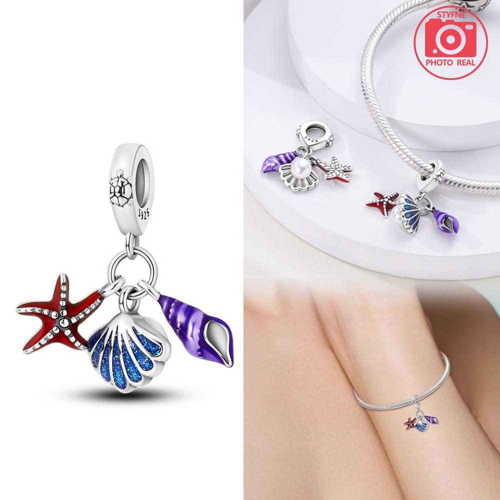 Shell Pearl Starfish Pendant Bead Component Copper Metal Plated Designed For Charm Bead Components Copper Metal Plated Authentic Original Bracelet