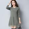 Dámské svetry plus size Krajkové svetrové šaty Jednobarevné Volné Svetry s dlouhým rukávem