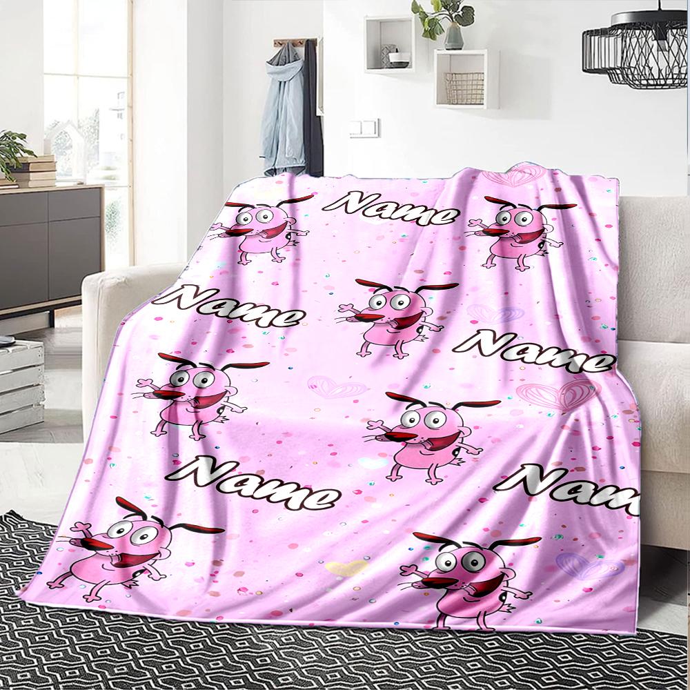 Customiz Name Personality Courage the Cowardly Dog Blanket Soft &Warm Sofa Office Bed Travel Lunch Break Blanket, Gift Suitable All Seasons
