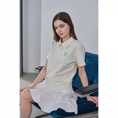 Smile Heart Flat Collar Top Cream