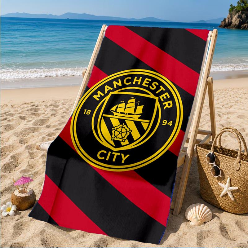 City Football Club Printed Microfiber Beach Towel, Soft And Absorbent, Quick-Dry, Ideal for Summer Travel, Beach Essential, Swimming Pool