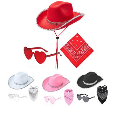 Women Cowboy Hat Western Cowgirl Hat Wide Brim Top Hat Fashion Musical Festival Party Suit Bachelorette Party Costume