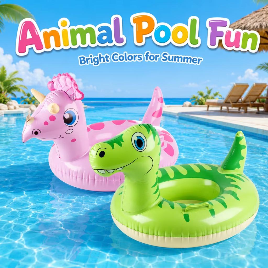 1PC Inflatable Animal Pool Float Dinosaur Unicorn Swim Ring with Handle Summer Water Toy Swimming Pool Accessories