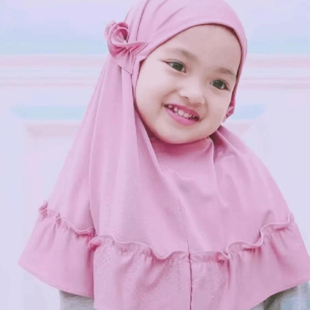 With Crinkles Ruffled Hem Hijab Soft Turban Caps Elegant Girl's Head Scarf Eid Al-Fitr