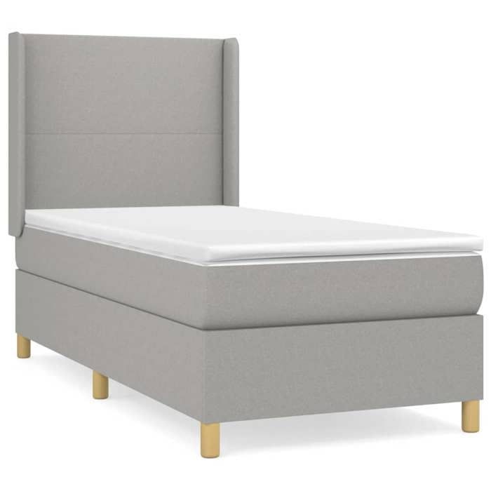 3131785 vidaXL Lit à sommier tapissier avec matelas Gris clair 80x200 cm Tissu