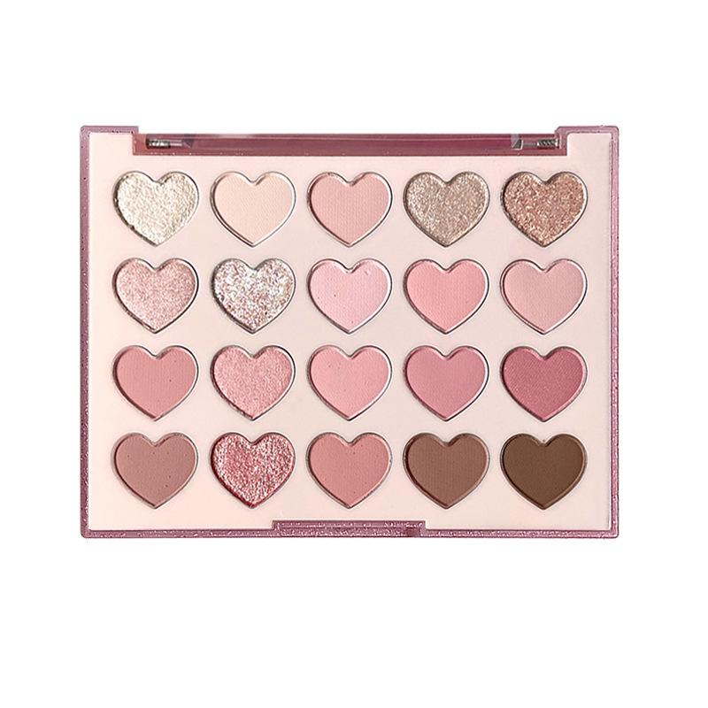 DIKALU Korean Heart 20-Color Eyeshadow Palette, Matte & Shimmer, Purple Gentle Daily Makeup.