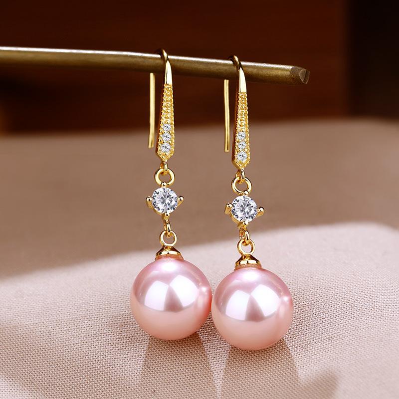 Koreanische Luxus Zirkon Perlen Hängeohrringe für Damen Temperament Lange Tropfenohrringe Braut Verlobung Hochzeit Party Schmuck Geschenk