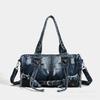 Large Capacity Women's Bag, Washed Denim Bag, Motorcycle Bag, Trendy Bag, One Shoulder Crossbody, Hand-held Tote, Light Luxury
