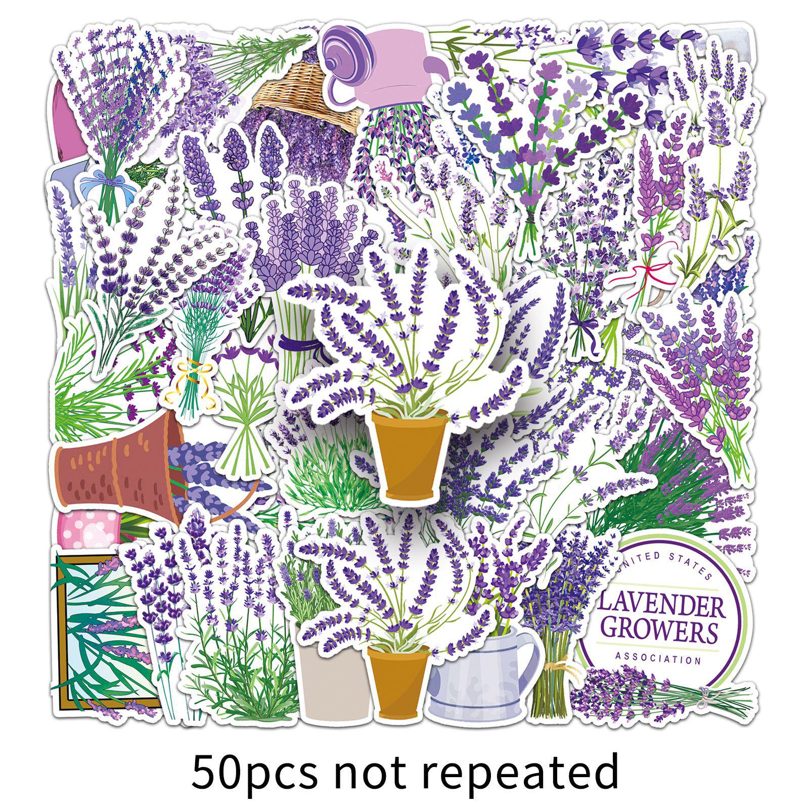 Lavender Flower Stickers - 50 Sheets, Waterproof INS Style for Stationery and Planners
