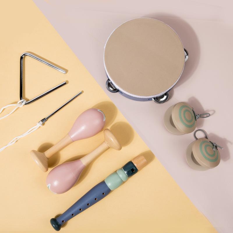 Orff Early Education Musical Instruments 6-Piece Set, Children'S Educational Percussion Music Combination Wooden Toys