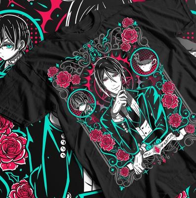 Maglietta Black Butler, T-shirt Sebastian, Kuroshitsuji, Toboso Yana, Sebastian