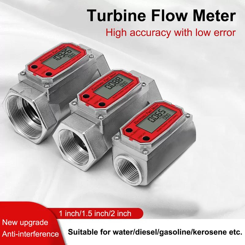 1/1.5/2inch High-Precision Digital Display Turbine Flow Meter Fuel Flow Meter Measuring Diesel Kerosene Gasoline Water Methanol