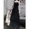 Johnature Woman Summer Chinese Style Print Devise A-Line Dress Niche Casual Vintage Sleeveless Dress