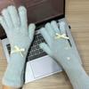 New Plush Gloves with Cute Bows Thickened Warm Knitted Gloves  Winter Touch Screen Gloves  Imitation Mink Fur