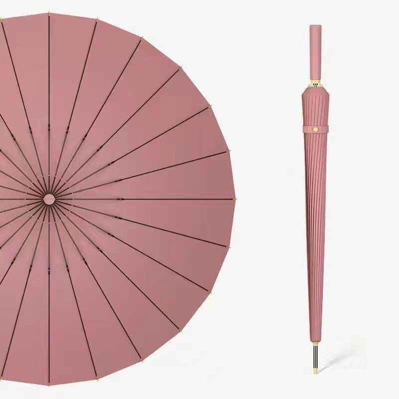 24 Bone Long Handle Umbrella Enlarged Thickened Sunny Rainy Dual-use Extra-large Black Sun Protection Automatic Umbrella