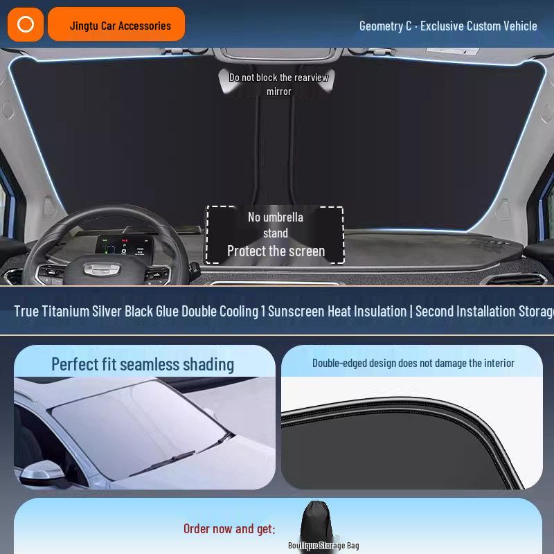 Geely Car Sunshade: Heat-Insulation Windshield Curtain for 25 Models, including Xingyue L, Xingyuan, Xingrui, Emgrand, Boyue L, and Panda MINI.