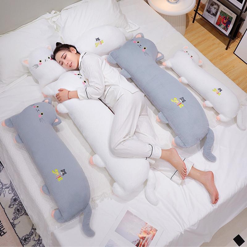 Plush Cat Cartoon Toy Stuffed Doll Sleeping Bed Headrest Decoration Kids Gift