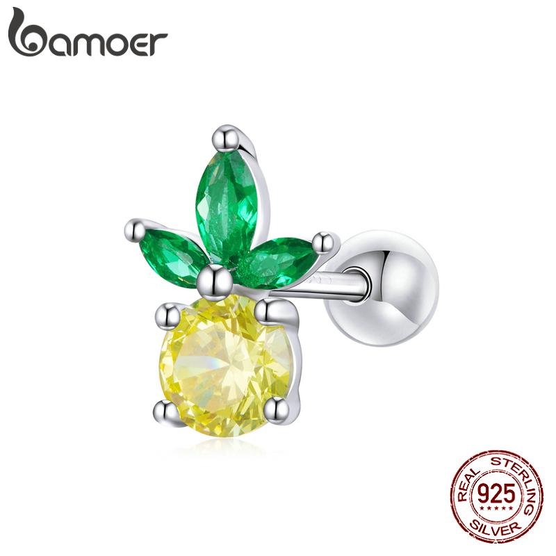 

BAMOER цельные летние серьги-гвоздики с фруктами, мороженым, напитками для женщин, серьги-гвоздики для пирсинга, ювелирные изделия из стерлингового серебра 925 пробы B