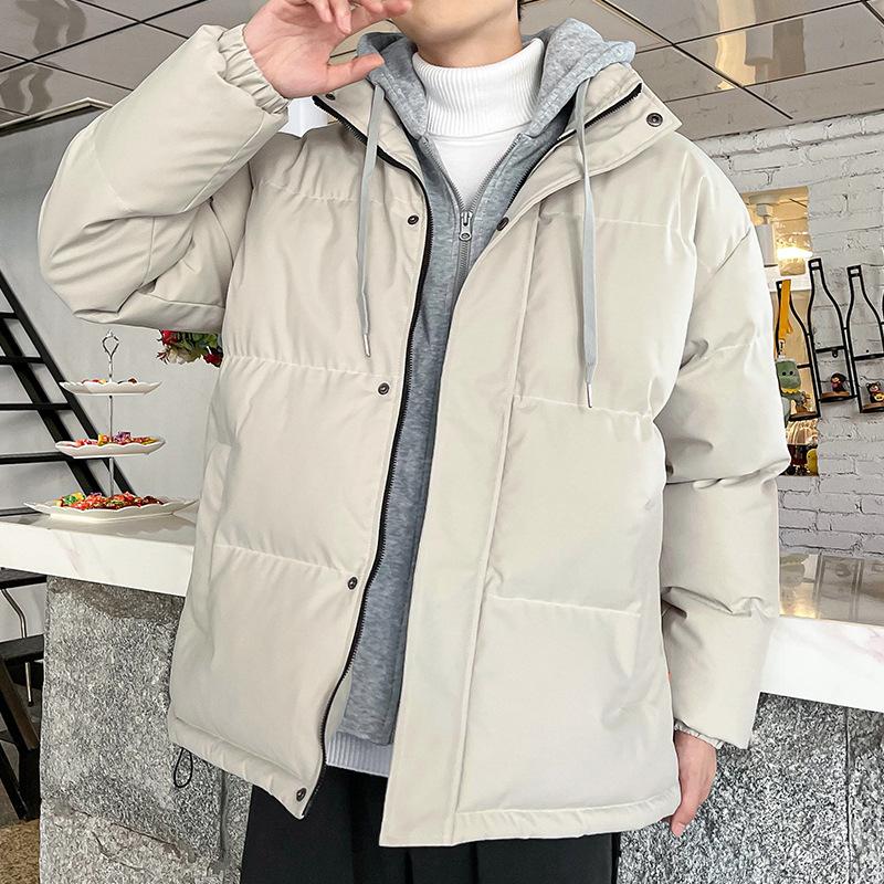  Men's Loose Casual Cotton Jacket Solid Color Short     Winter Warm Coat