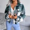 Women Loose Jacket Contrast Color Plaid Print Turn Down Collar Single Breasted Fake Pocket Long Sleeves Fall Spring Commuting