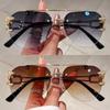 2 Pairs Per Set Rimless Pilot Sunglasses Fashion Gradient Double Bridge Sun Glasses Trendy Luxury Brand Designer Outdoor Shades