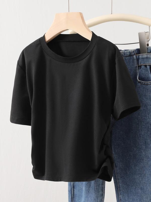

1-piece Tween set for girls, a must-have for everyday casual street style, short-sleeved T-shirt, summer clothes. 8Y чёрный