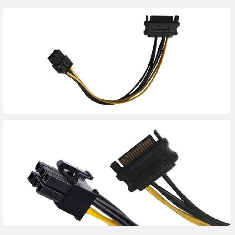 Sata15pin to 6Pin Power Cable for Video Card Connection Easy to Use Power Cord for Enthusiasts and Pc Builders