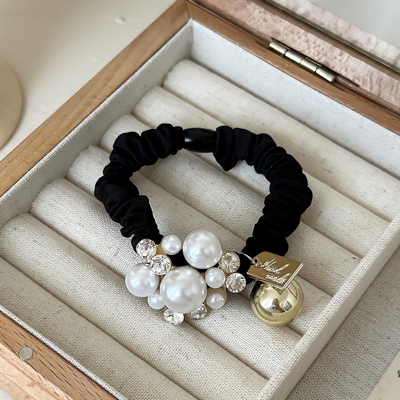 1/2pcs Elegant Bohemian Headband Pearl Ponytail High Elasticity Rubber Band for Women Daily Wear Fashion Simple Hair Accessories