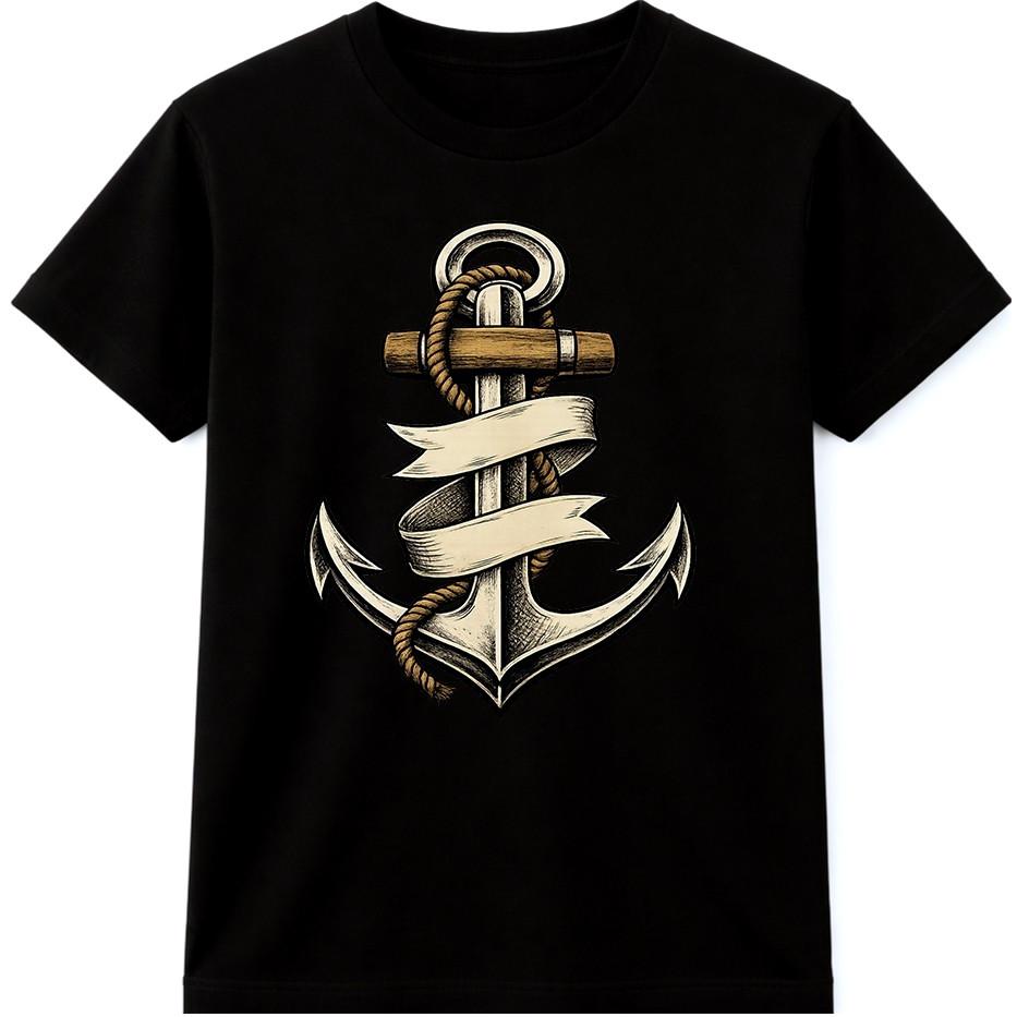 Anchor T Shirt Nautical Sailor Rope Marine Vintage Ocean Sea Graphic Tee S разноцветный
