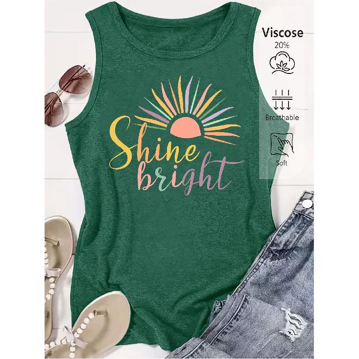 Elegant Vest for Women Shine Bright Sun Print Casual Loose Summer Vest Fashionable and Elegant Tops for Commuting, Vacation, and Everyday Wear,