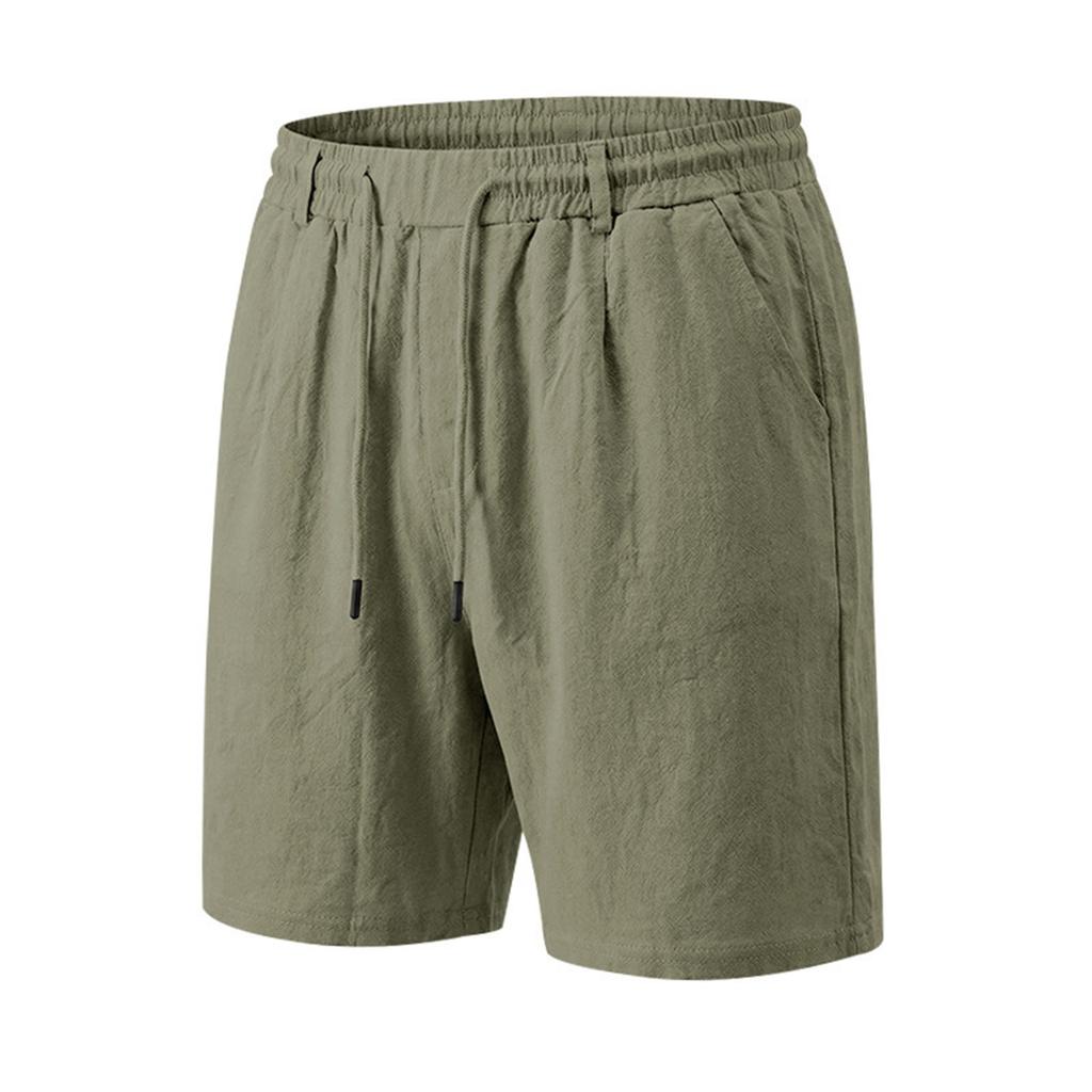 Men's Casual Loose Fit Linen Shorts with Elastic Waistband Drawstring and Pockets for Daily Commute Sport Beachwear