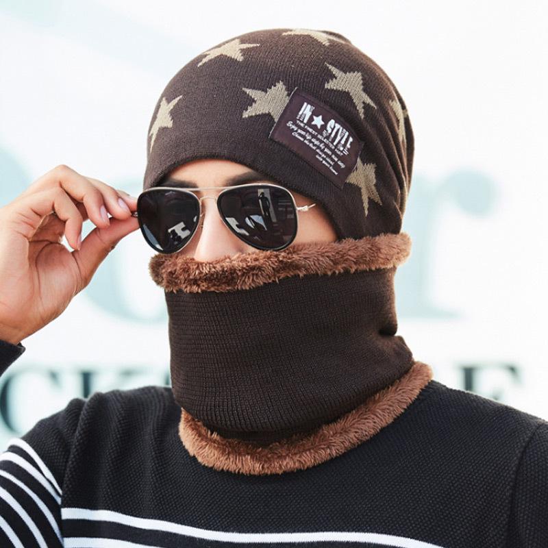 Men's Thick Plush Wool Winter Hat: Korean-Style, Warm Knit for Outdoors & Cycling