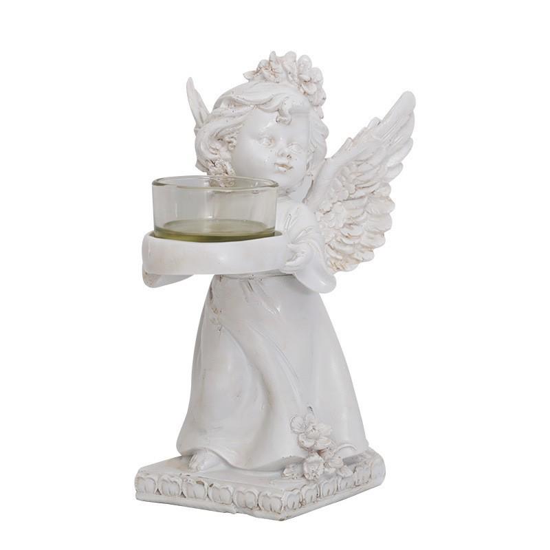 European-Style Angel with Candlestick: Pure White Ornamental Decor for Romantic Atmosphere In Living Room or Party