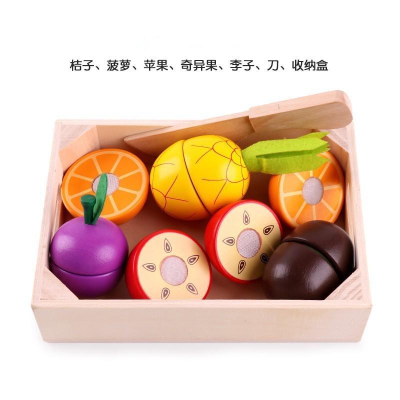

Деревянные Имитационные Фрукты и Овощи Разрезаются, чтобы Показать Семейные Развивающие Игрушки FruitA