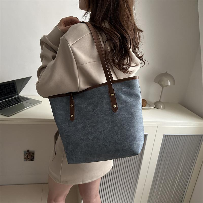 Fashionable Black Pu Leather Tote Bag For Women Summer 2024 Simple And Chic Design