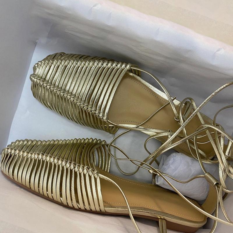 Fashion Sexy Woven Hollow Women Sandals Fashion Strange Style Ankle Strap Flats Ladies Outdoor Party Dress Comfy Soft Women Sandals