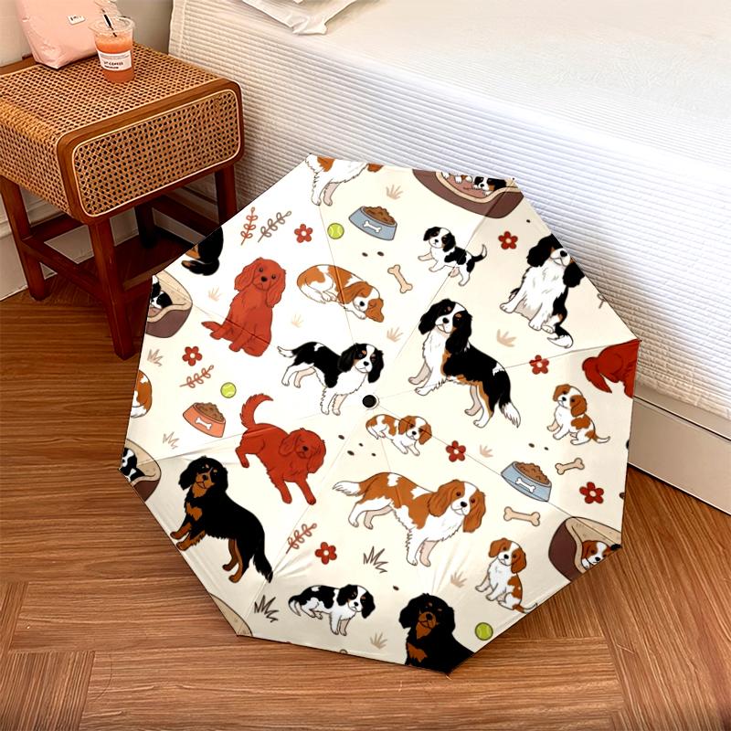 1 PC Automatic Folding Umbrella - Cute Dog Pattern, Portable & Foldable Design with 8 Ribs, Christmas Birthday Gifts