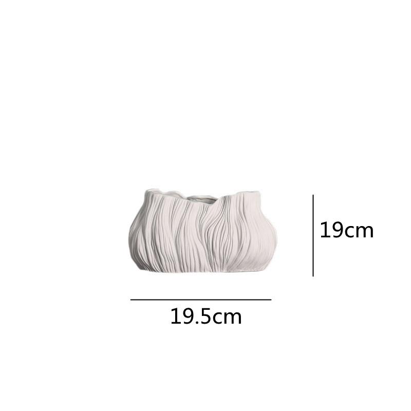 Ceramic Vase White Irregular Stripes Flower Arrangement Hydroponics Flower Vase Ceramic Handicraft Ornaments Home Decoration