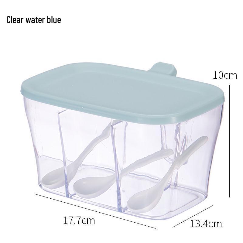 Moisture-Proof Multi-Compartment Spice Box with Spoon очистить синий