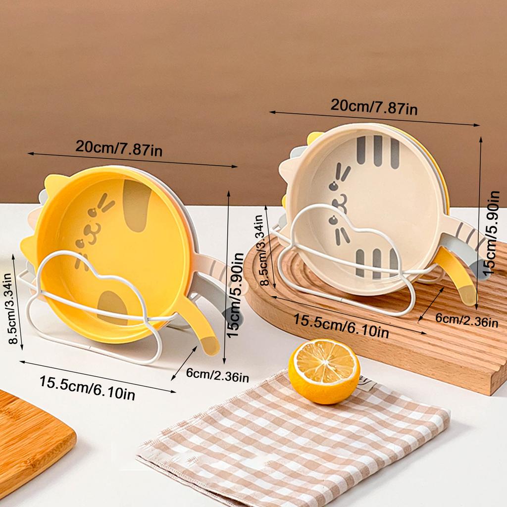 3/6Pcs Cute Plastic Food Plate With Handle Reusable Snack Cake Dessert Plate Spit Bone Dish Microwave Safe Kitchen Tableware