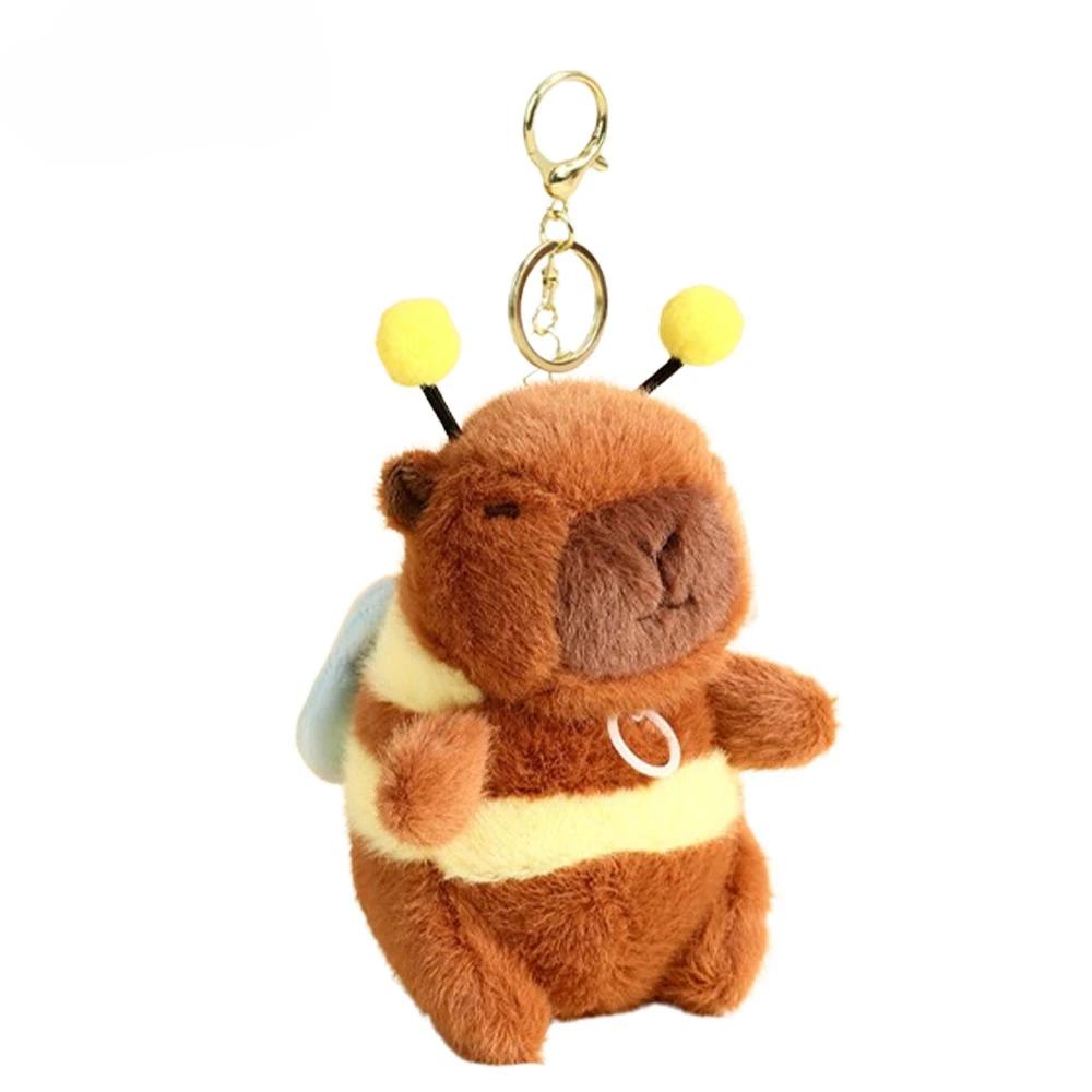 1-20PCS Cute Bee Capybala Bag Pendant Plush Keychain Doll Niche Backpack Hanging Decoration High-end Doll Plush Toy Small Gift