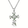 Cool Flower & Cross Elegant Necklace With Artificial Diamond Leaf, Clavicle Chain For Women