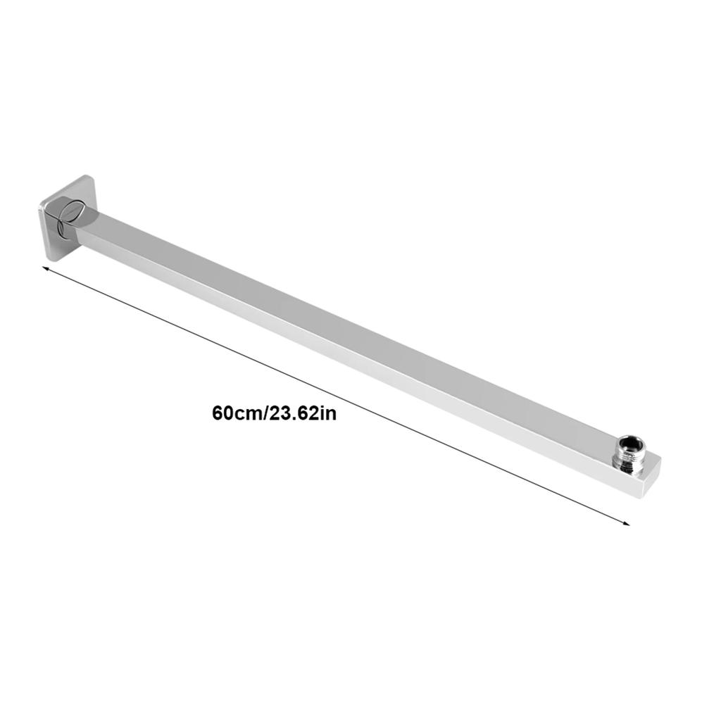 60cm Square Shower Head Extension Arm Wall Mounted Stainless Steel Rainfall Extend Pipe Tube Shower Holder Arm Bathroom Tools
