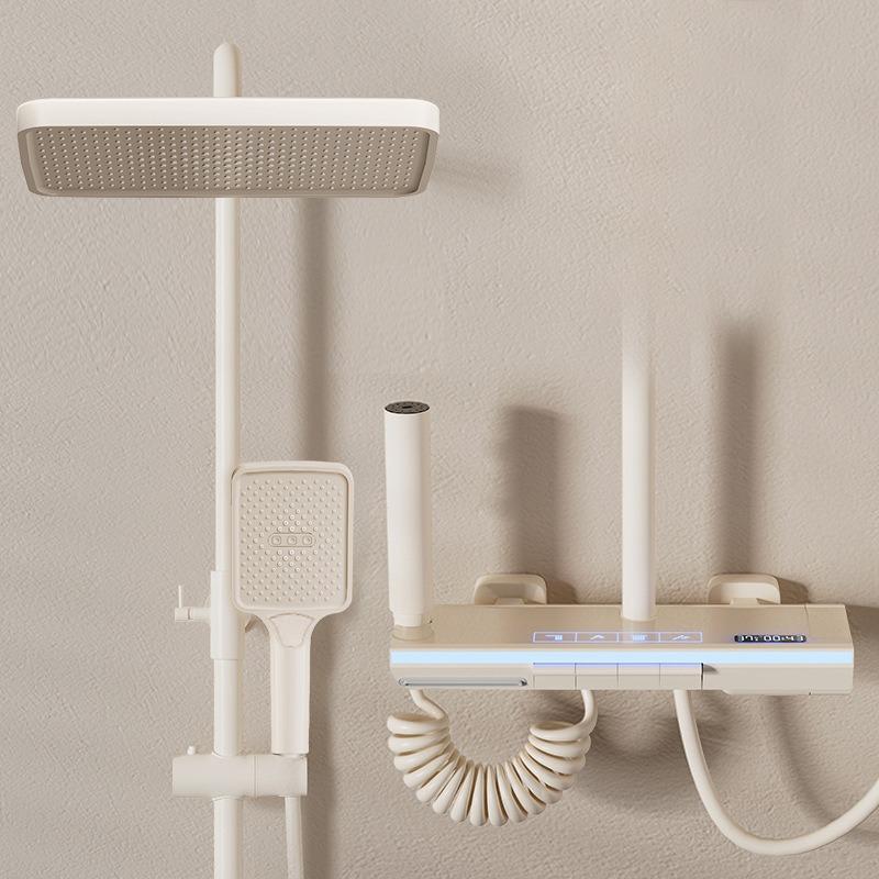 

Белая атмосферная лампа Душевая система Латунные стеклянные душевые наборы для ванной комнаты Смеситель для ванны Умный цифровой термостатический смеситель для душа